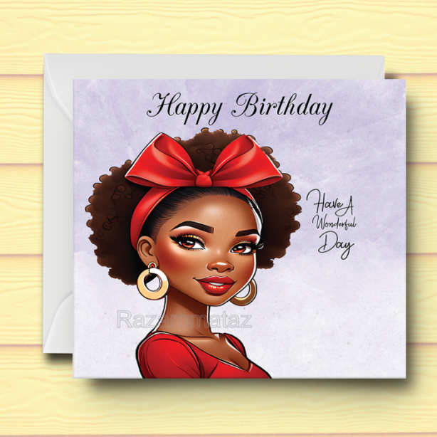 Black Girl Birthday Card W